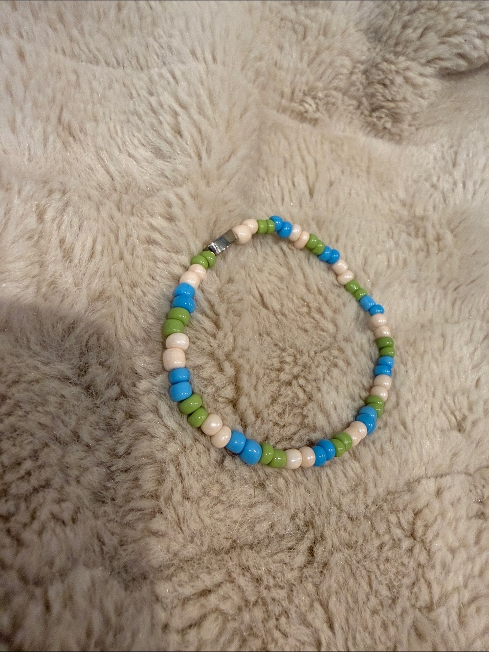 Balega Beaded Stretch Bracelet in Blue, Green & Cream